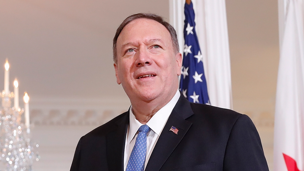 Secretary of State Mike Pompeo during his meeting with Bahrain''s Crown Prince Salman bin Hamad Al Khalifa? at the State Department in Washington, Tuesday, Sept. 17, 2019. (AP Photo/Pablo Martinez Mons