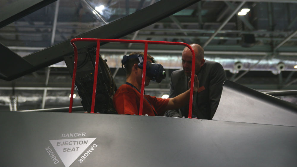 A VR simulation based in a model of the Tempest jet fighter was one of the more popular attractions at the DSEI arms fair