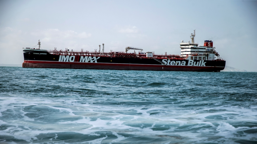 Stena Impero, a British-flagged vessel owned by Stena Bulk, is seen at undisclosed place off the coast of Bandar Abbas