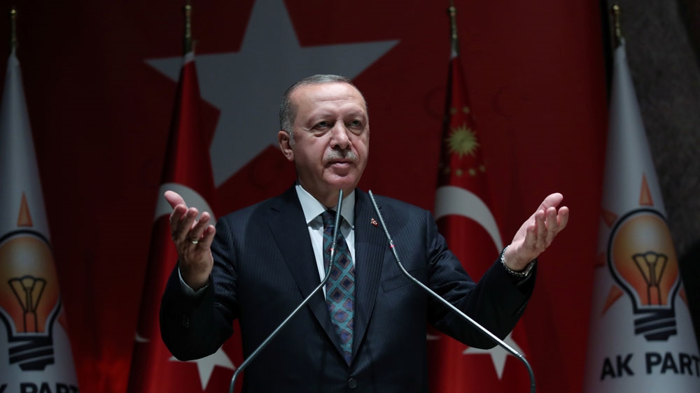 Turkish President Erdogan attends a meeting of his ruling AKP in Ankara
