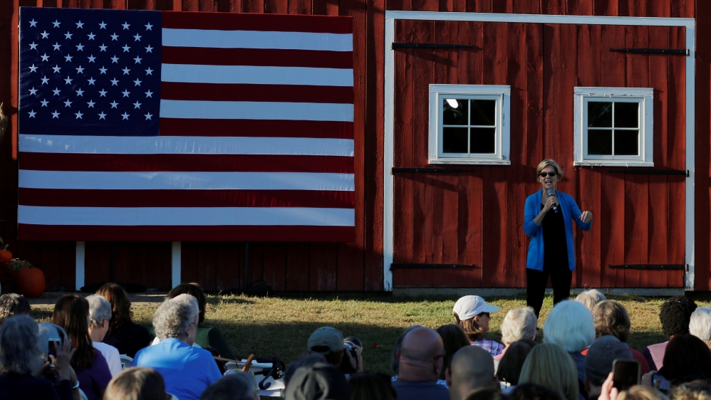 Democratic 2020 U.S. presidential candidate Warren speaks in Hollis