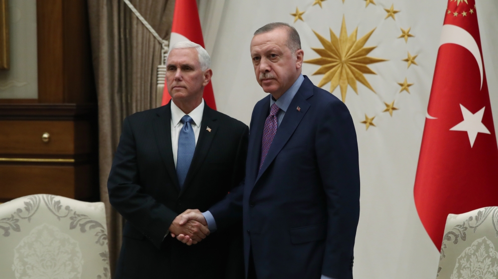 Turkish President Erdogan receives U.S. VP Mike Pence in Ankara