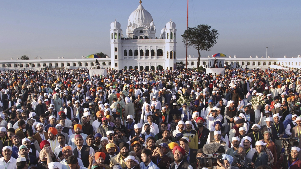 Sikh pilgrims visit the shrine of Guru Nanak Dev in Kartarpur, Pakistan