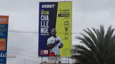 Despite a ban on outdoor advertising for sports betting firms, billboards like this one can still be found in Nairobi