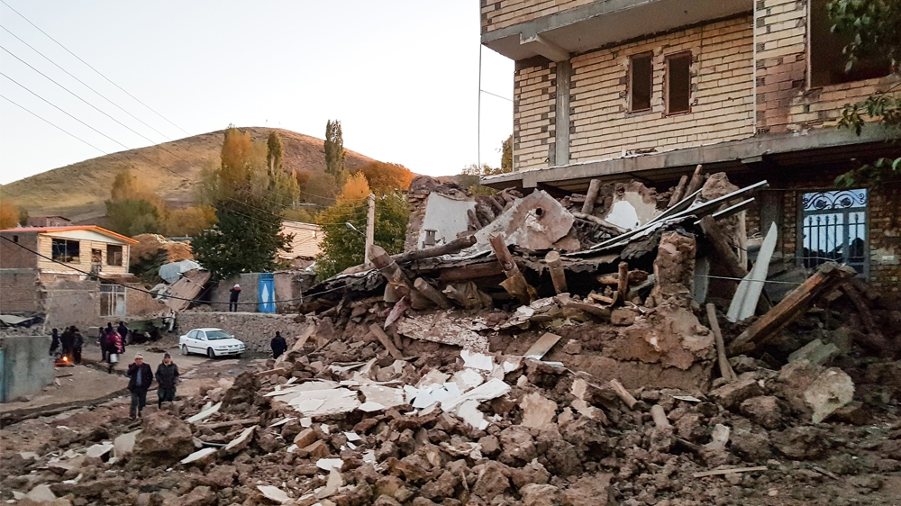 A picture obtained by AFP from Iranian news agency Tasnim on November 8, 2019 shows the debris of buildings in the Iranian village of Varnakesh