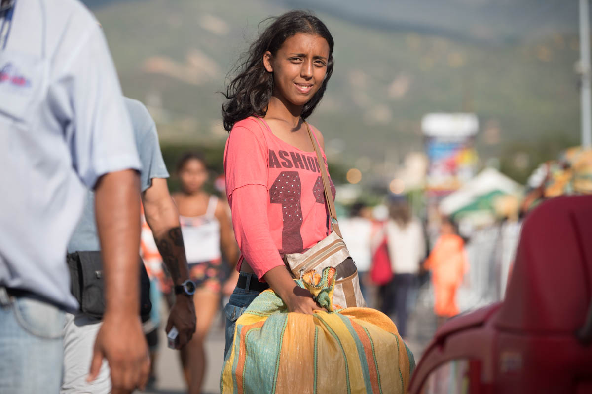 Every few days Marimar crosses the Simon Bolivar International Bridge with plastic bottles she collects in Venezuela to sell across the border in Colombia.    “When I come to Cucuta, I have to sleep
