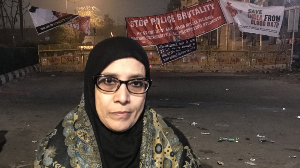 Kausar at the protest site in New Delhi’s Muslim neighbourhood of Shaheen Bagh