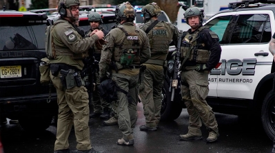 Law enforcement officers at the scene of shooting in Jersey City, New Jersey