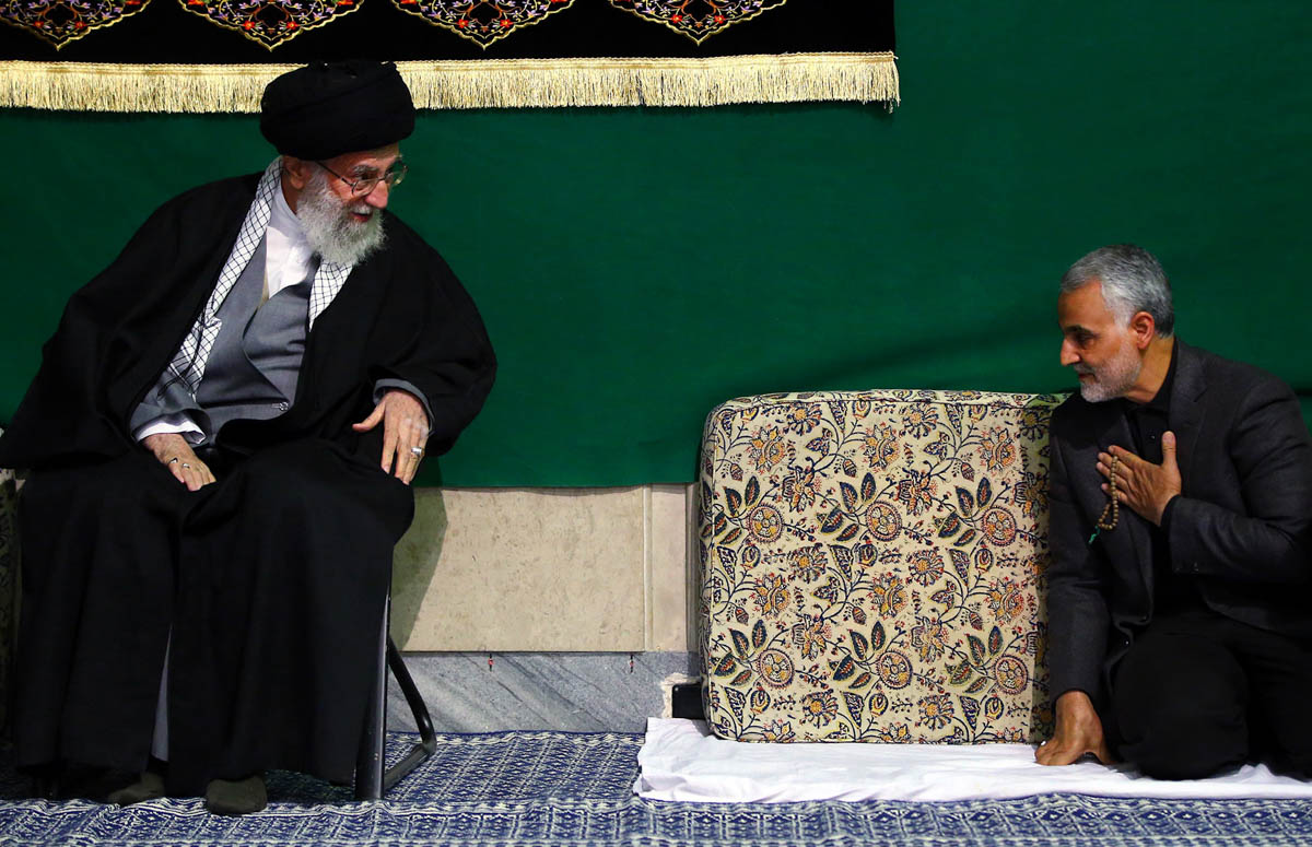 A handout photo made available by the Iranian Supreme Leader''s office shows Iranian Supreme Leader Ayatollah Ali Khamenei (L) greeting Iranian Revolutionary Guards Corps (IRGC) Lieutenant general and