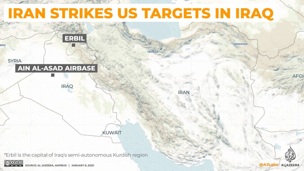 Iran - US map 