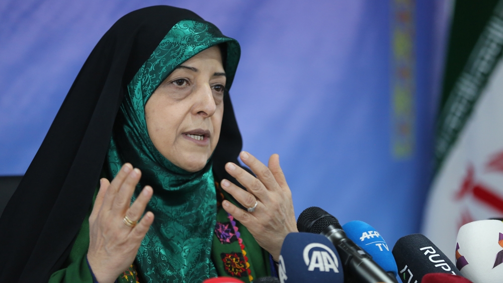 Vice President of Iran for Women and Family Affairs, Massoumeh Ebtekar, speaks to reporters during a press conference in Tehran on January 29, 2019. ATTA KENARE / AFP