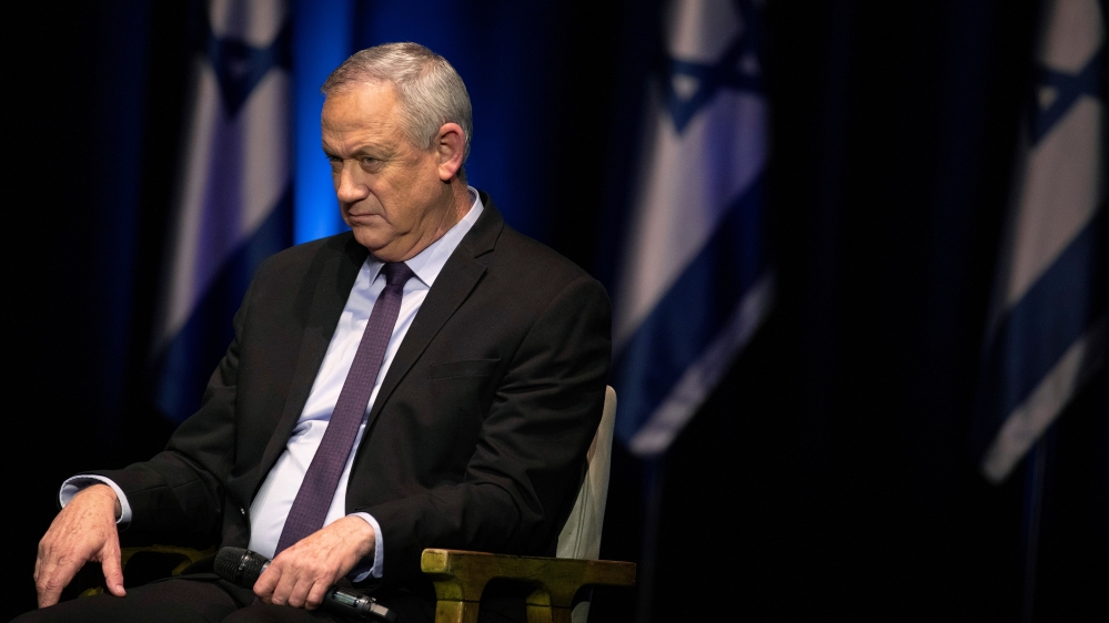 Benny Gantz, leader of Blue and White party, campaigns ahead of the upcoming elections, in Tel Aviv