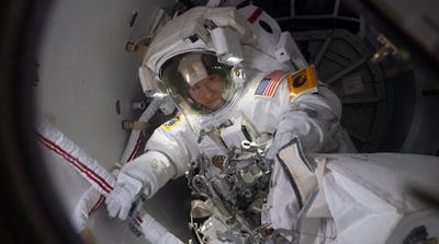 NASA astronaut Christina Koch preparing to exit the International Space Station for her spacewalk. Nausea, vomiting and trouble standing up can accompany an astronaut’s return to Earth [October 18, 2019: NASA]