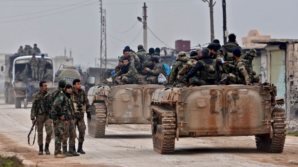 Syrian army soldiers in Idlib province