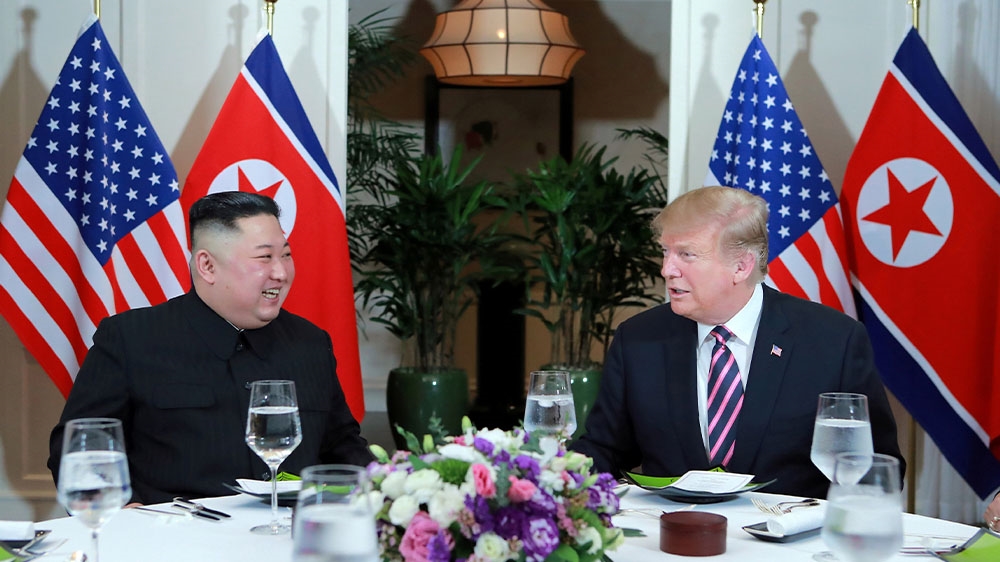 Kim Jong Un and Donald Trump meet during the second US-North Korea summit in Hanoi, Vietnam