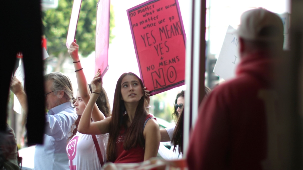A November 2017 protest for survivors of sexual assault in Hollywood, California