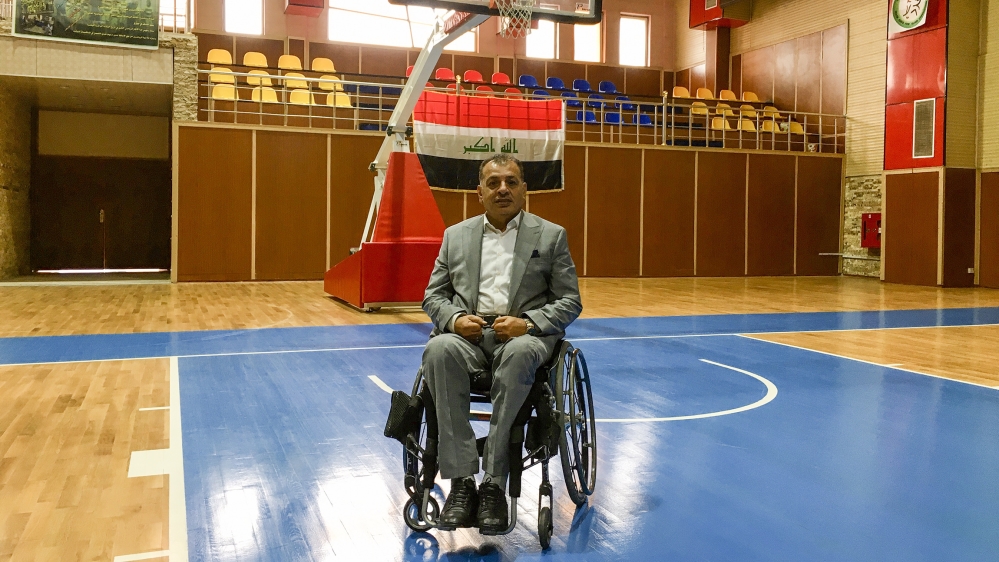 Vice President of the National Paralympic Committee of Iraq, Khalid al-Kaebi, sits inside a brand new centre for para-athletes in Baghdad