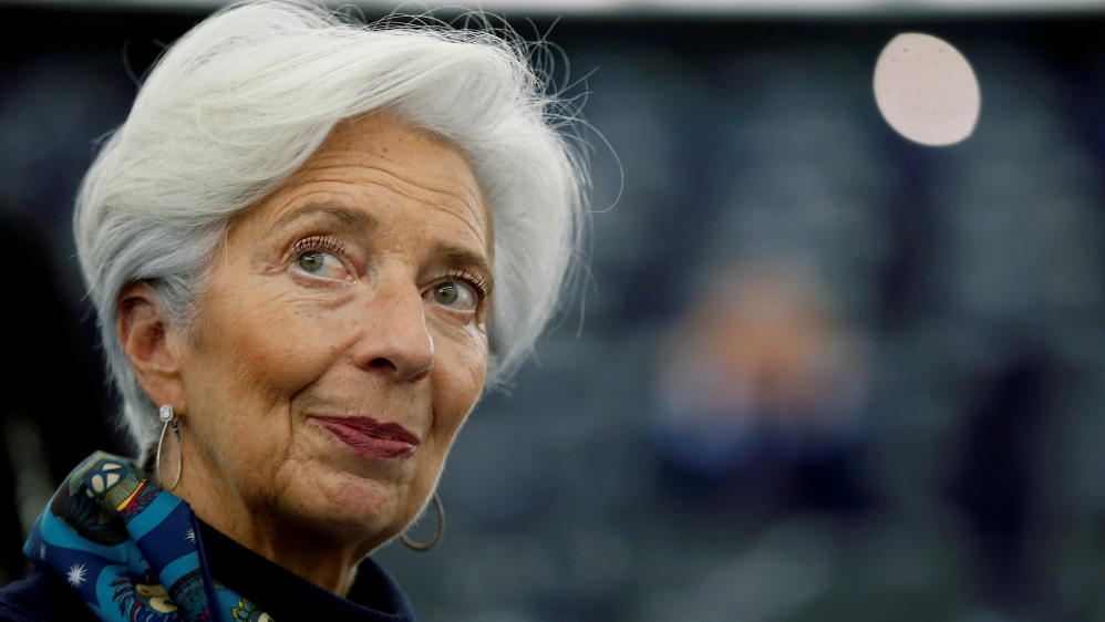 European Central Bank President Christine Lagarde looks on during a debate on the 2018 annual report of the ECB, at the European Parliament in Strasbourg, France
