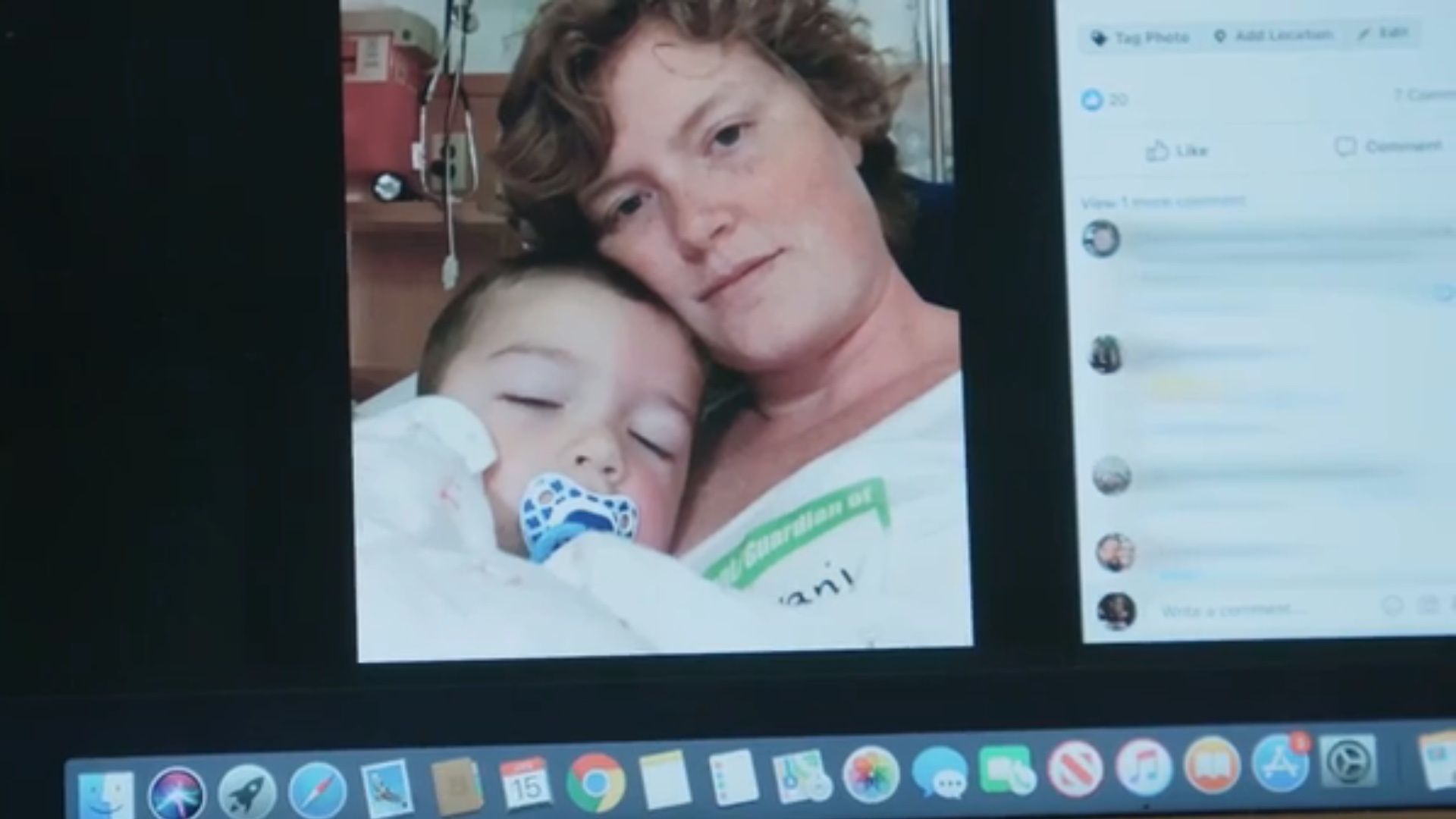 A picture of Jacqui Silvani and her son Joe when he was diagnosed with neuroblastoma [Al Jazeera]