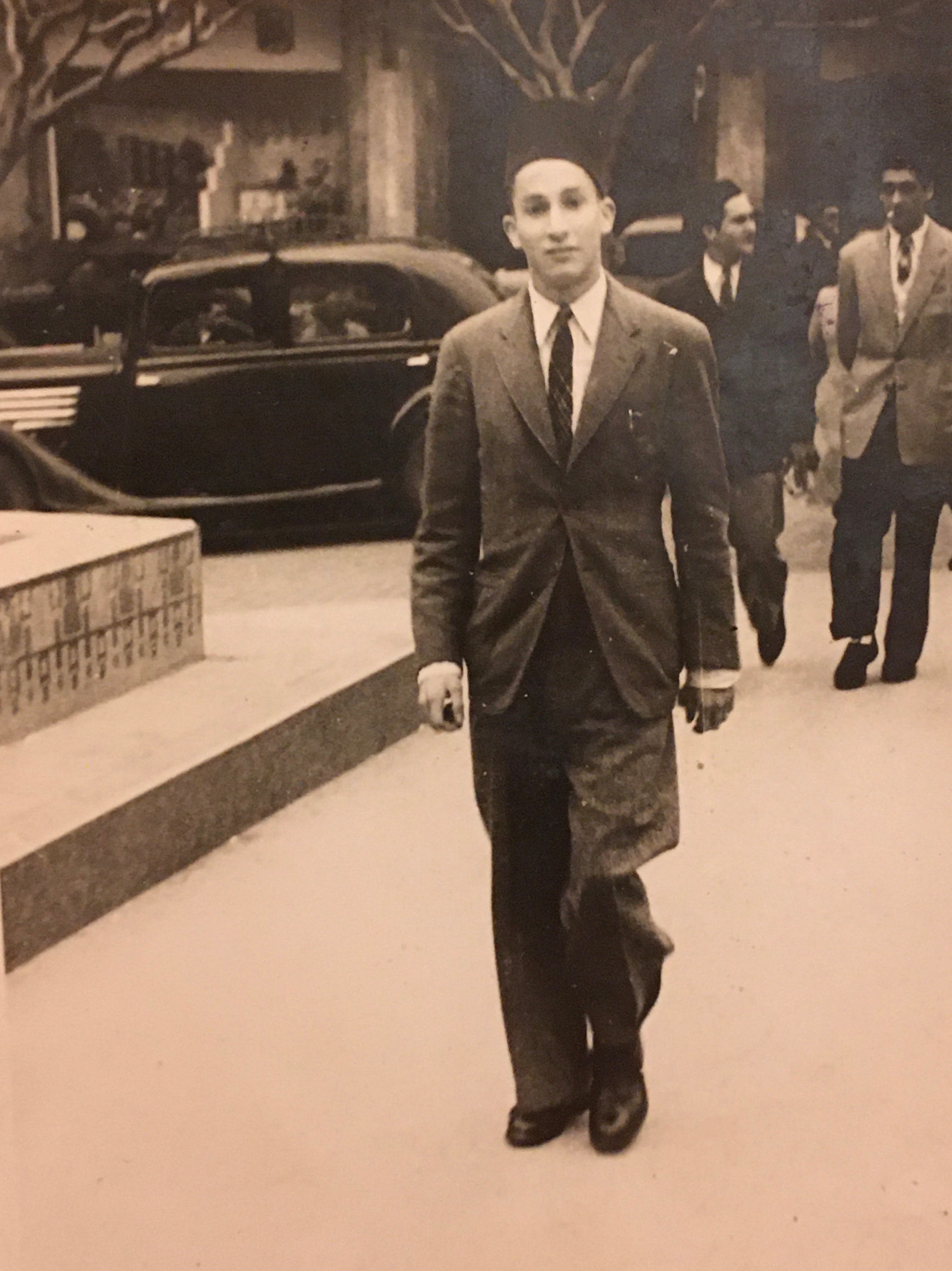 Nora’s grandfather walking through downtown Algiers in the 1940s [Photo courtesy of Nora Belblidia]