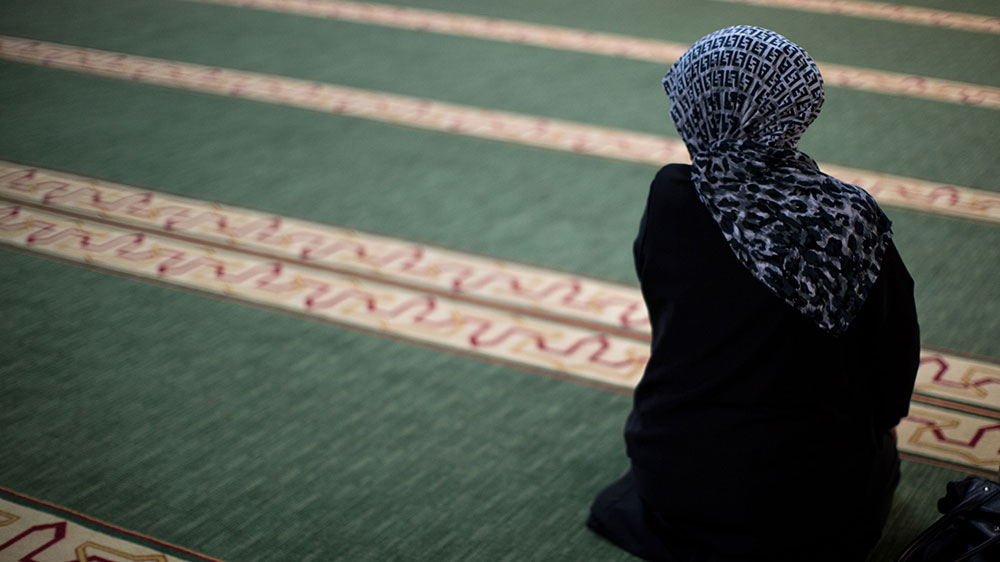 Semeera Hassen prays during Sunday prayers at the Atlanta Masjid of Al Islam mosque in Atlanta, Georgia.