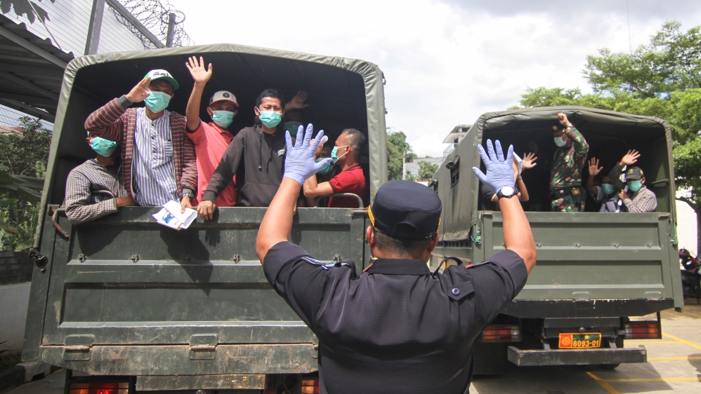Indonesian prisoners approaching the end of their sentences are released to avoid the possibility of a surge in coronavirus disease (COVID-19) infection in overcrowded prisons in Depok