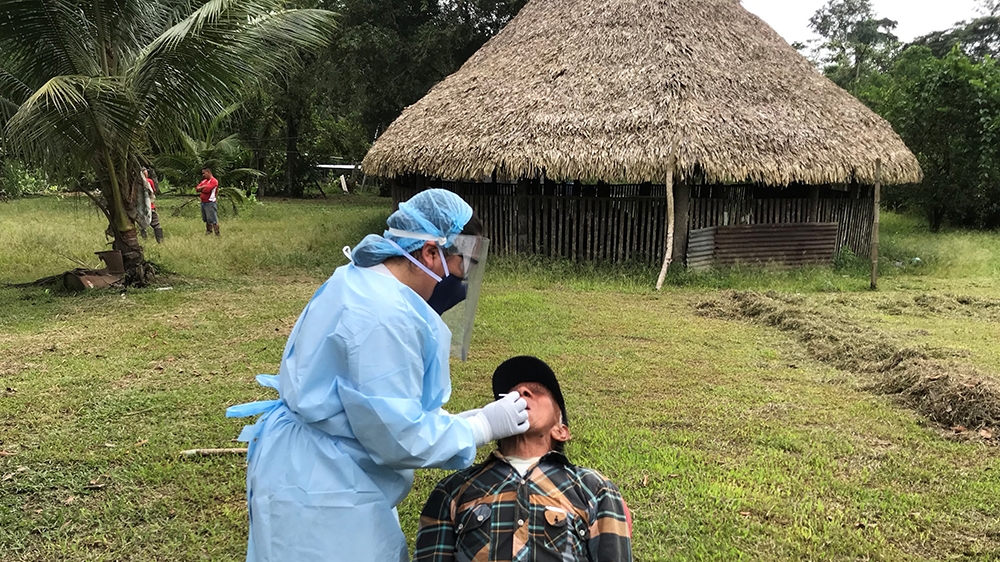 A member of the Siekopai nation of Wa''iya Community is tested for antibodies of the coronavirus disease (COVID-19), at the territories of the Siekopai nation in Sucumbios, Ecuador, April 29, 2020 in t