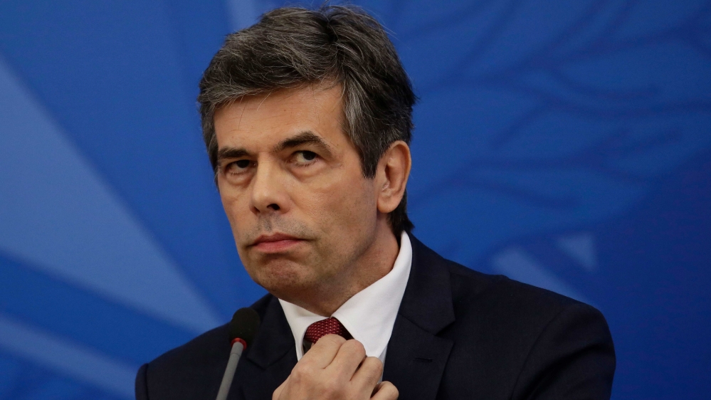 Nelson Teich listens to a question during his first press conference at the Planalto Presidential Palace, in Brasilia, Brazil