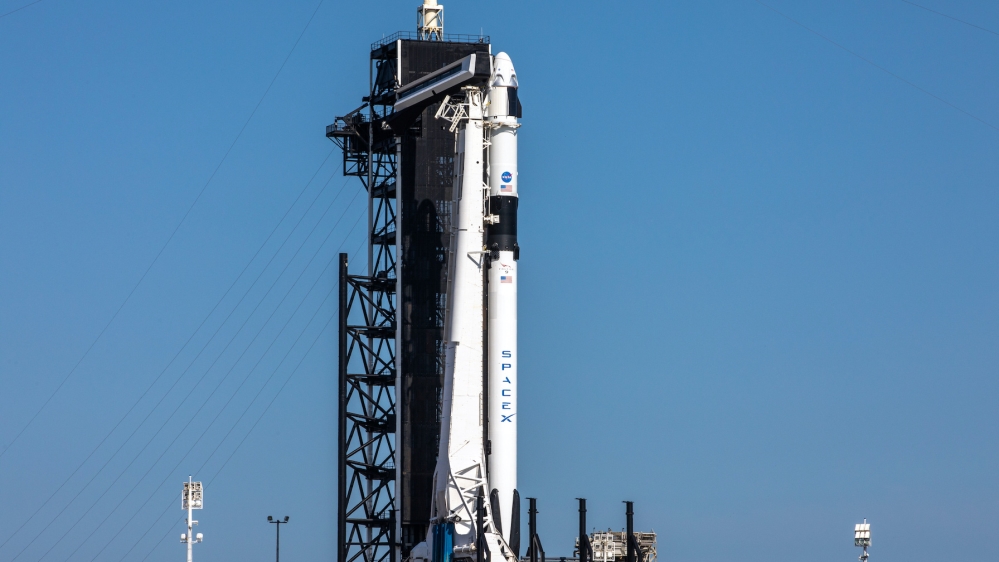 Crew Dragon on launchpad