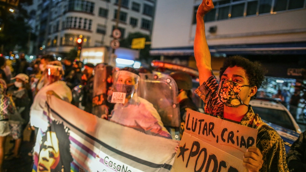 Left Wing Parties and Social Movements Protest Against President Bolsonaro and Governor of Rio de Janeiro Witzel Amidst The Coronavirus (COVID - 19) Pandemic