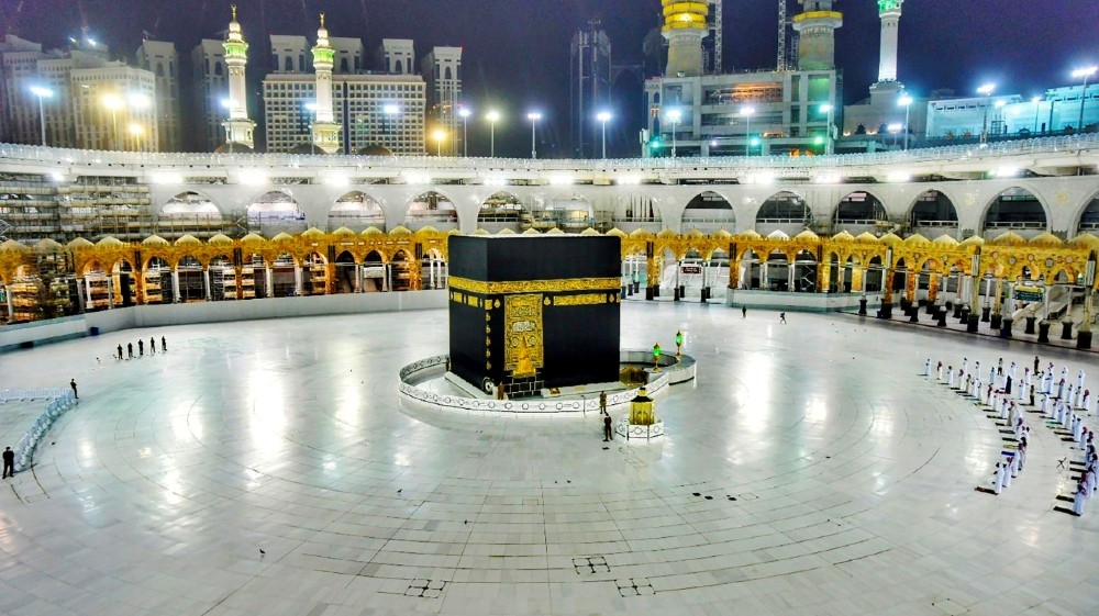 Muslims pray during the Laylat al-Qadr, or Night of Power, the holiest night for Muslims, while practicing social distancing, following the outbreak of the coronavirus disease (COVID-1