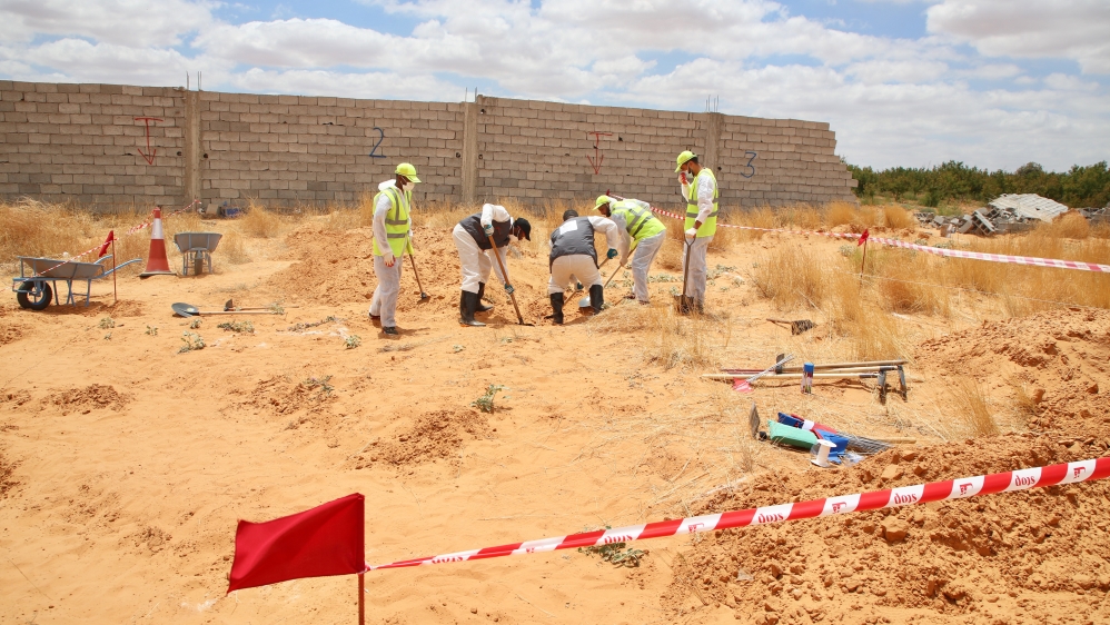 Excavations in mass graves found in Tarhuna liberated from Haftar militia