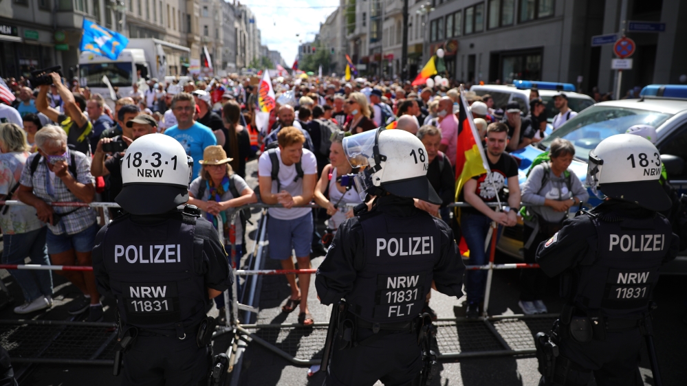 Coronavirus Skeptics And Right-Wing Extremists Protest In Berlin
