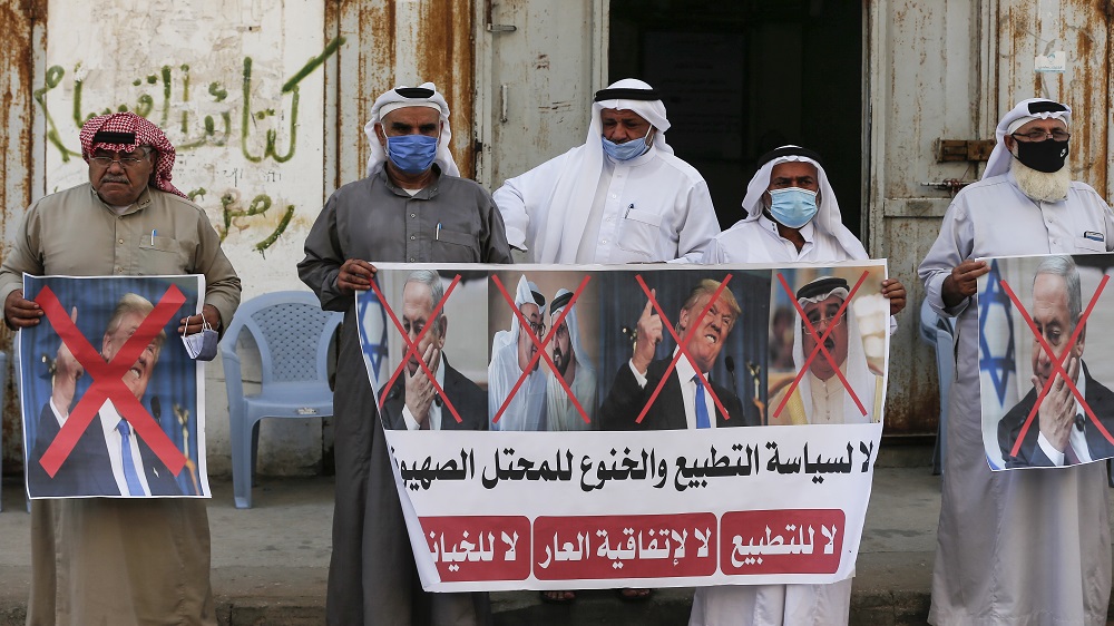 Palestinians condemn the normalisation of ties between Israel and Bahrain in Gaza