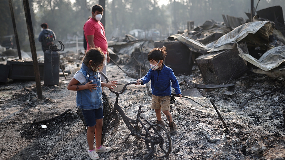 Fires burned across many regions of Oregon state, leaving communities destroyed