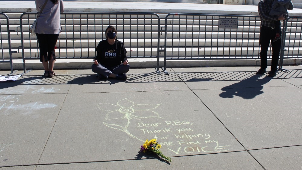 People across the US have paid tribute to Ginsburg since her death was announced on Friday