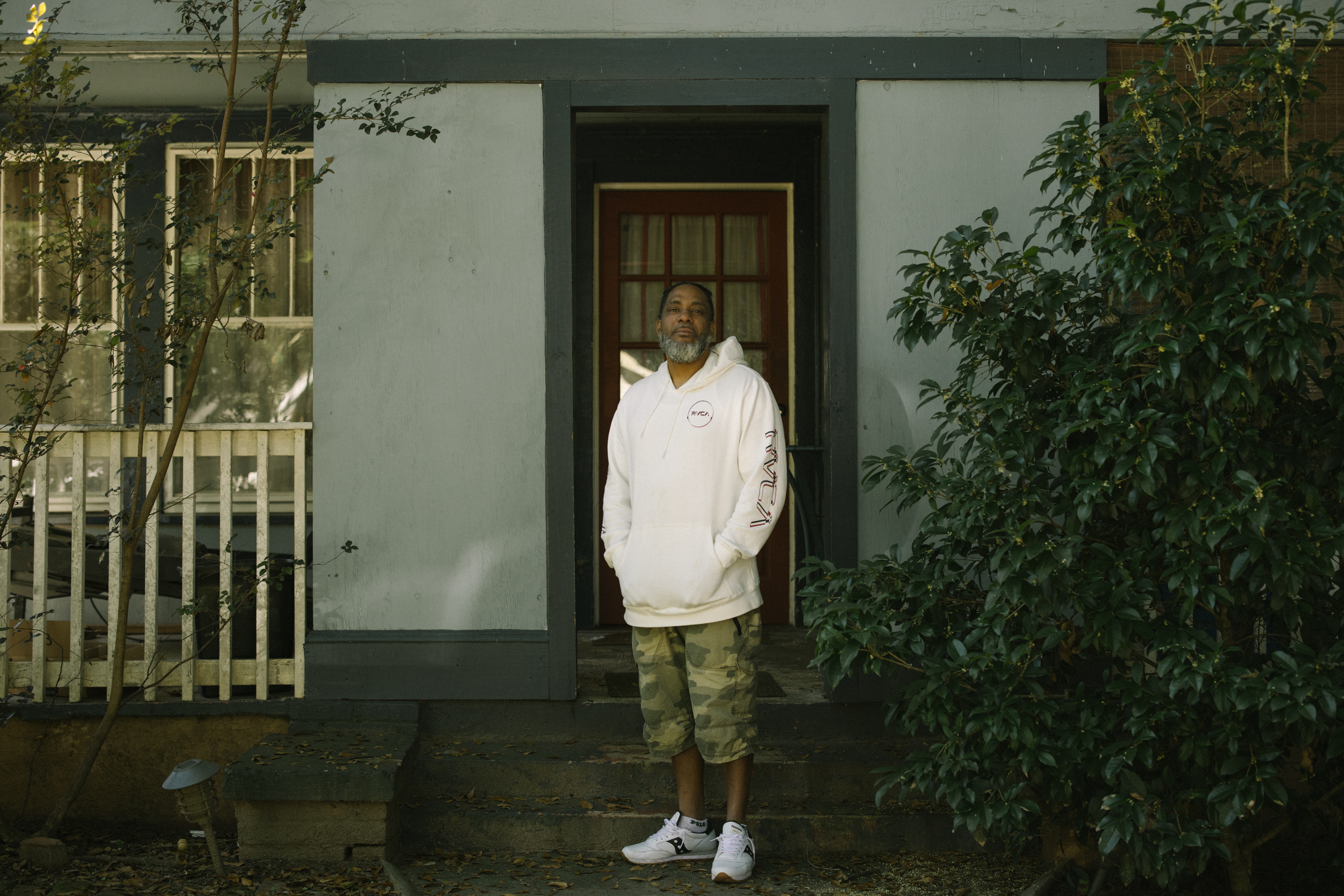 Dwayne Adgar outside his house