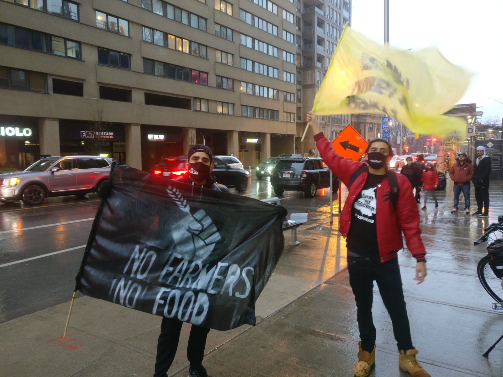 Manpreet Singh Pabla and friend at solidarity protests for farmers outside the Indian consulate, Toronto on December 12, 2020