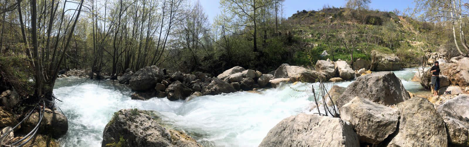 A gushing river runs near Akoura village, a popular hiking spot in Mount Lebanon