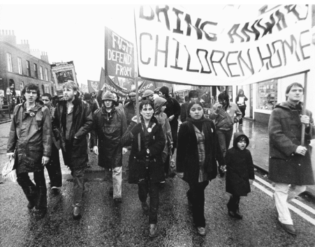 Anwar with her youngest daughter, Samera, leading a demonstration in Rochdale, November 15, 1980 [Photo courtesy of Anwar Ditta]