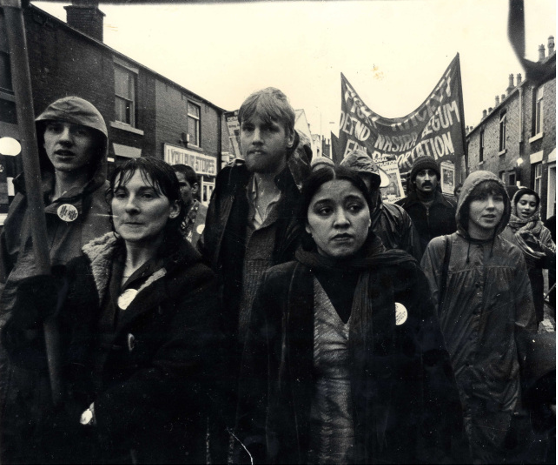 Anwar Ditta pictured leading a demonstration to highlight her campaign to bring her children from Pakistan to the UK, November 15, 1980 [Photo courtesy of Anwar Ditta]