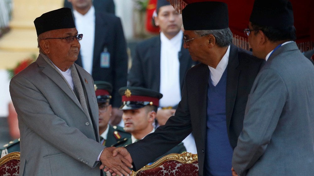 Deuba, right, is likely to bring Nepal back closer to India after Oli, left, favoured ties with its other giant neighbour, China
