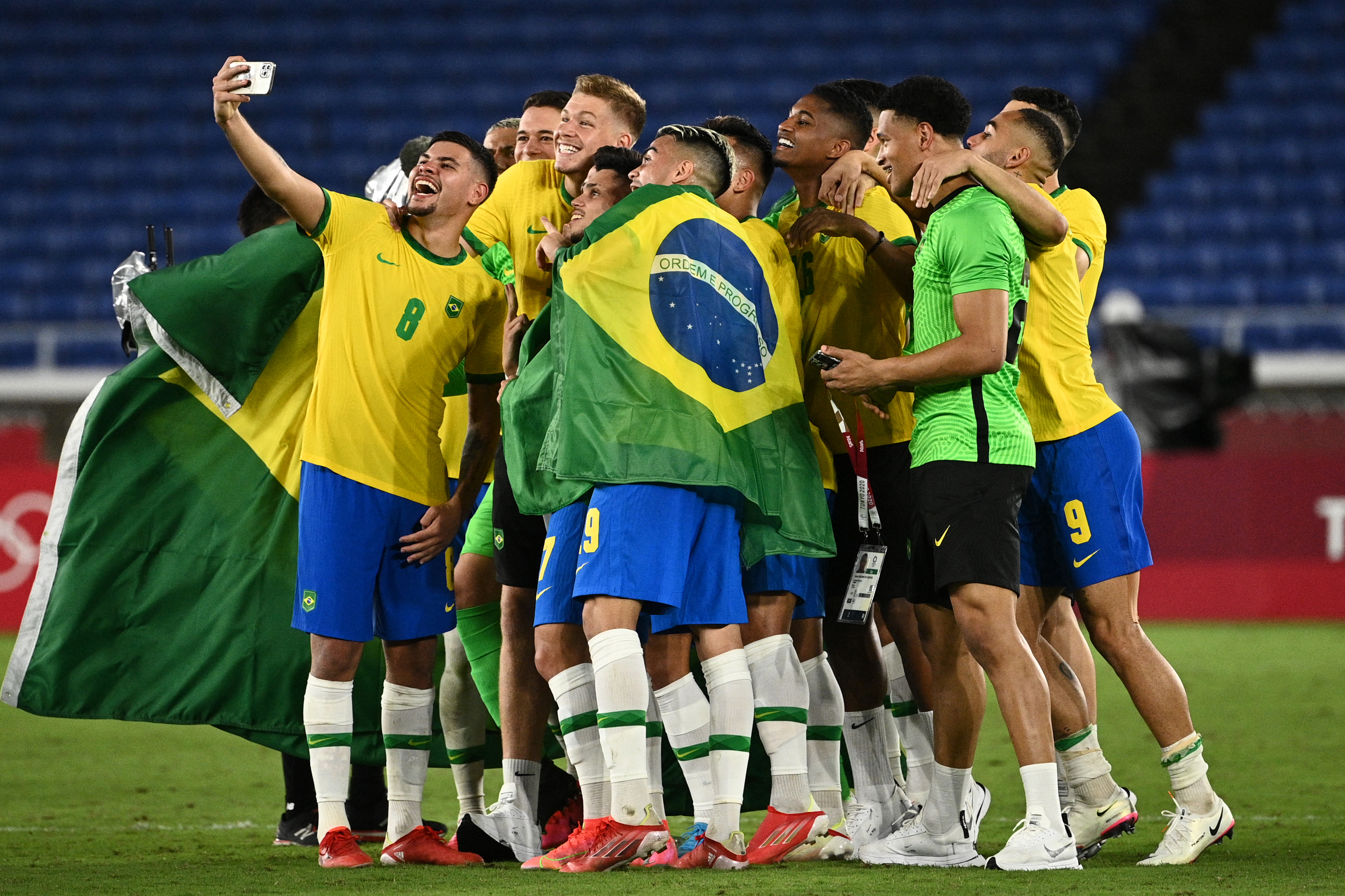 Brazil, who won gold on home soil at Rio 2016, became the fifth team to retain their Olympic crown [Anne-Christine Poujoulat/AFP]
