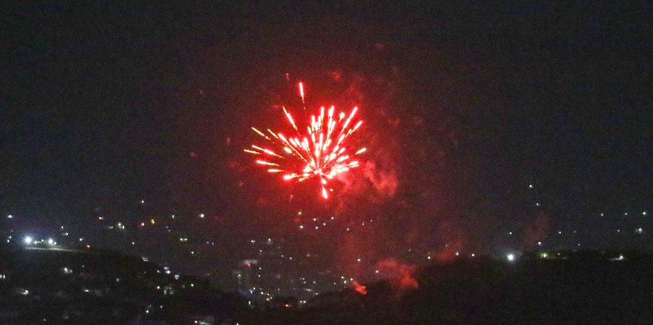 Celebratory gunfire and fireworks light up part of the night sky in Kabul after the last US aircraft took off from the Hamid Karzai airport early on Tuesday [AFP]