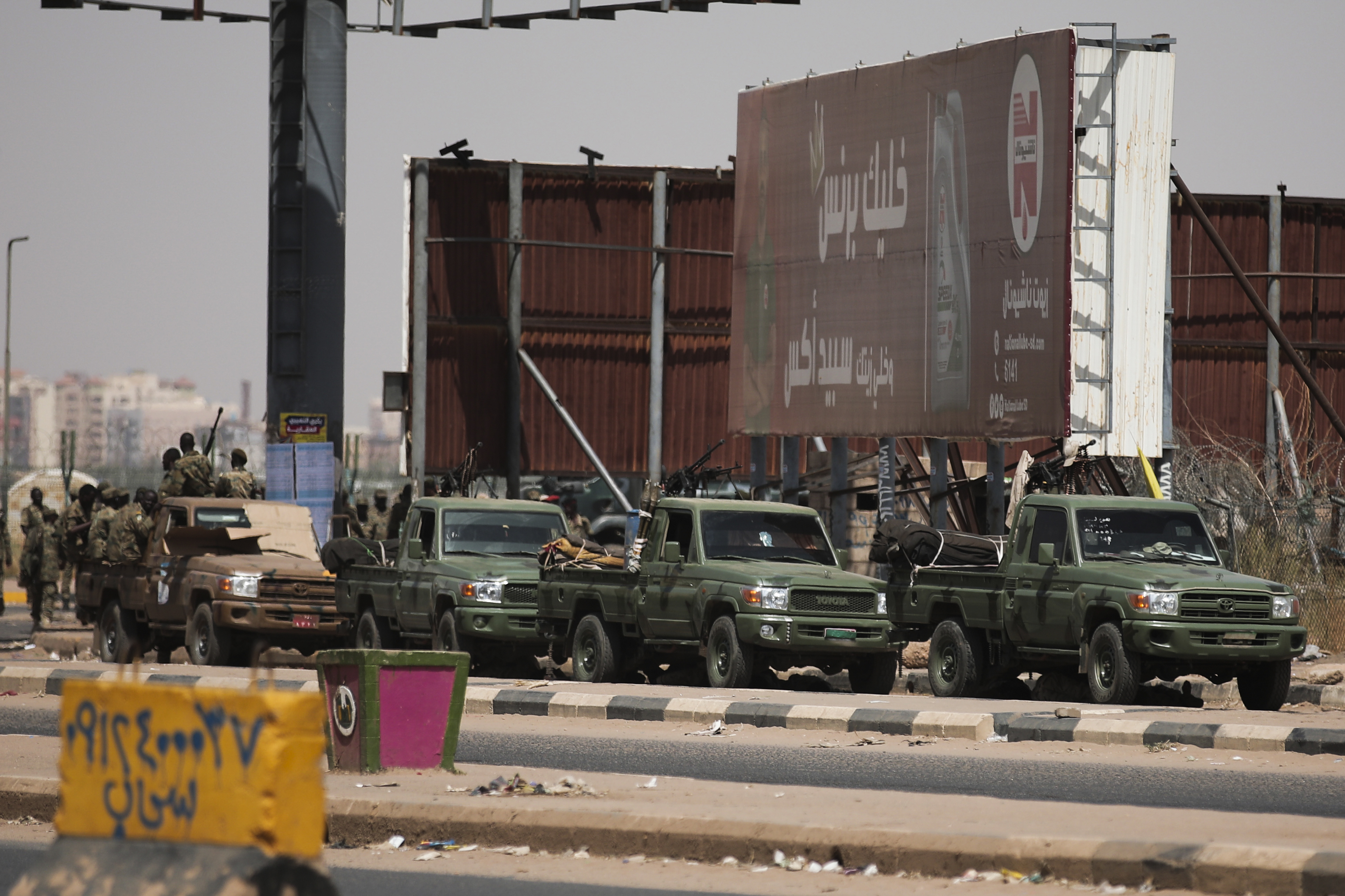 Sudanese security forces are deployed during a protest a day after the military seized power in Khartoum, Sudan