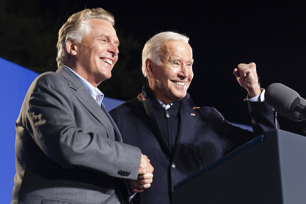 President Joe Biden rallied voters for Democratic gubernatorial candidate, former Virginia Governor Terry McAuliffe in Arlington, Virginia, on October 26