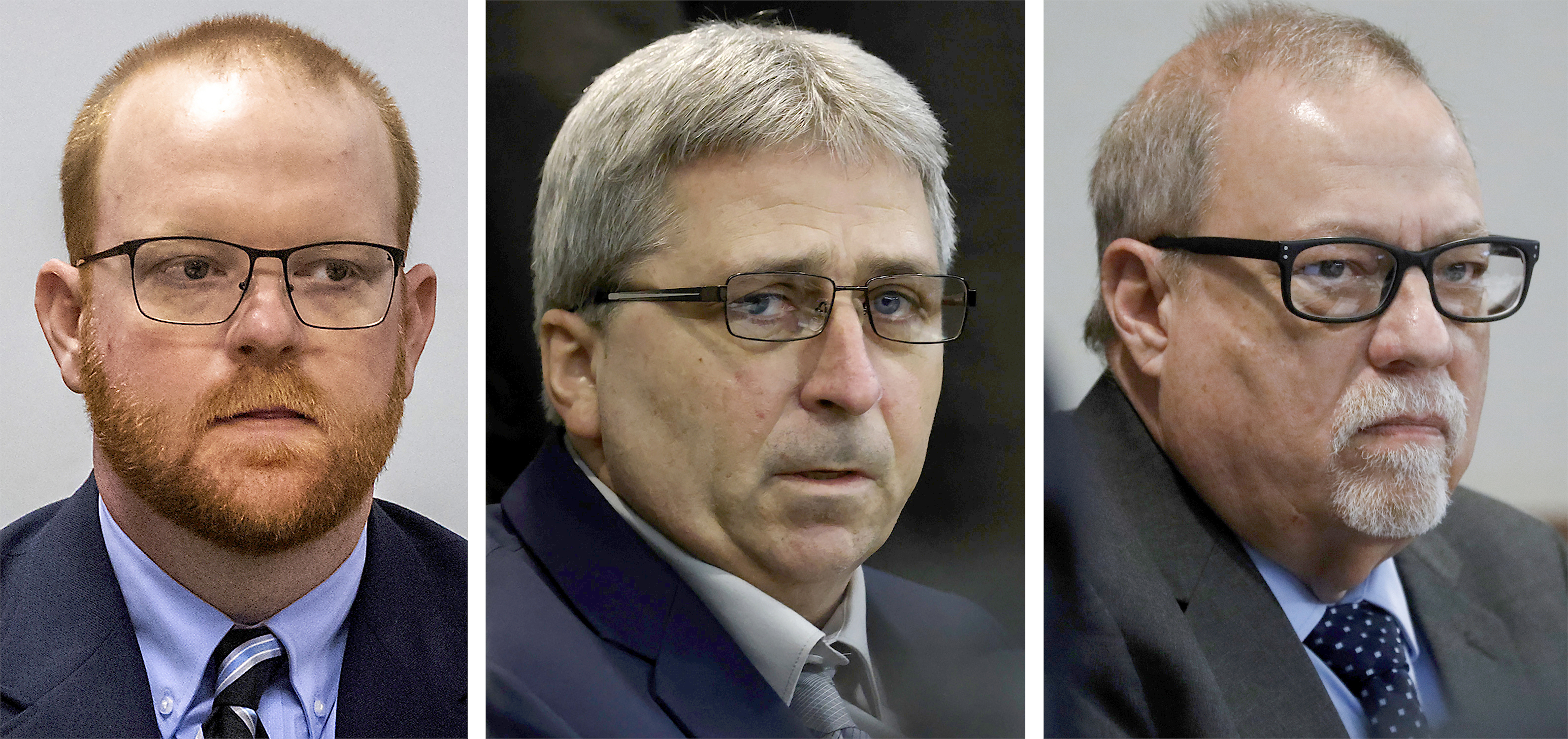 from left, Travis McMichael, William "Roddie" Bryan, and Gregory McMichael three men who killed Black jogger Ahmaud Arbery
