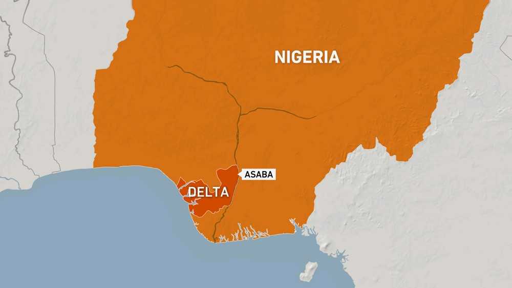 Map showing Asaba in the Delta region of Nigeria.
