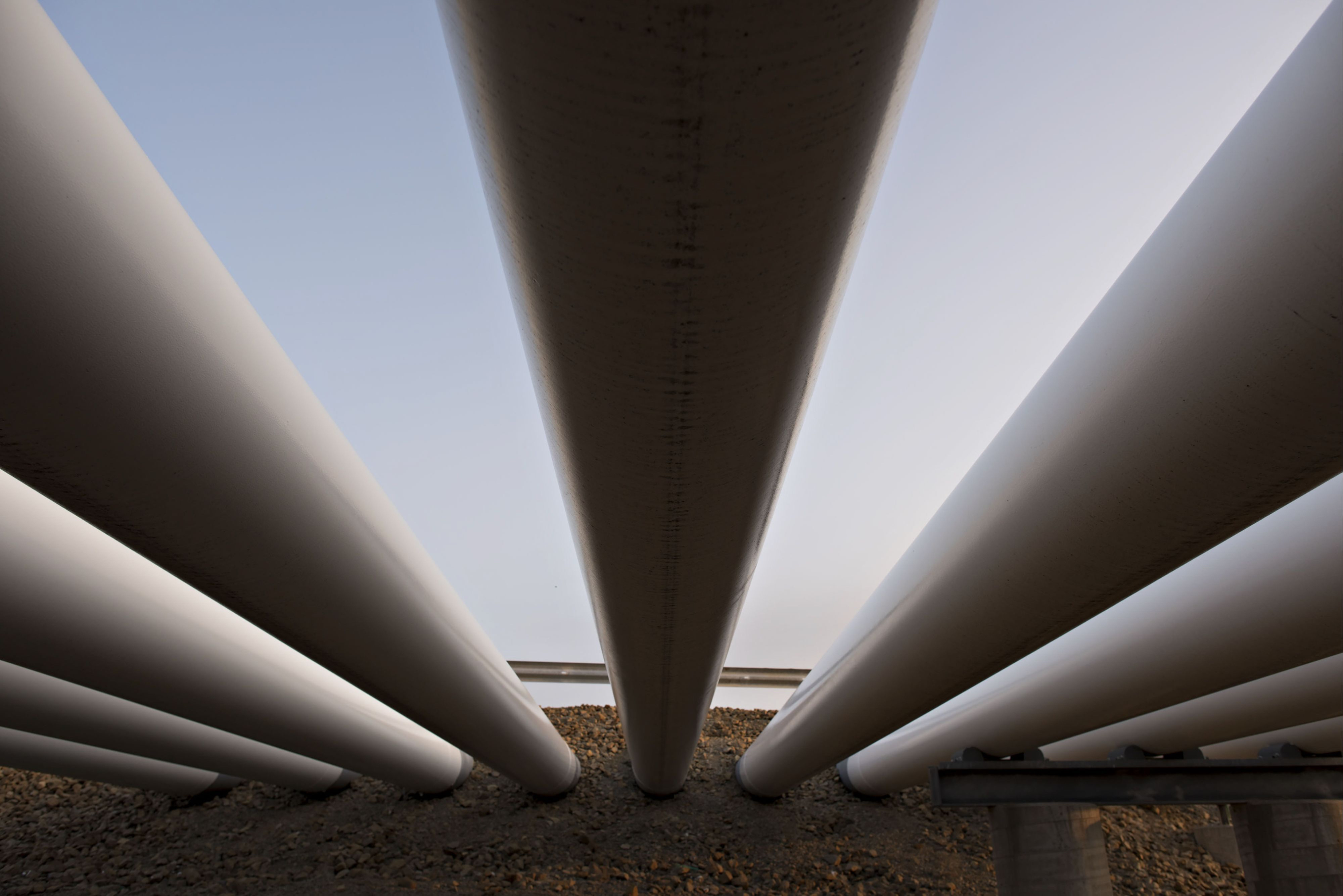 Oil pipes run into the ground