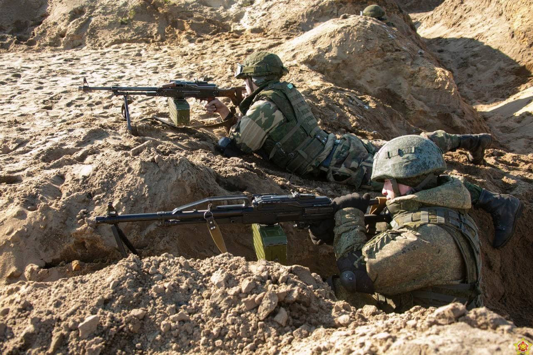 Russian and Belarusian soldiers are seen taking part in joint exercises near Brest